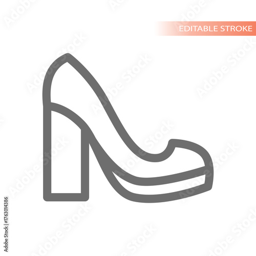 Female high heel shoe. High heels line vector icon.