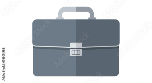 Gray Business Briefcase with Handle and Buckle Closure