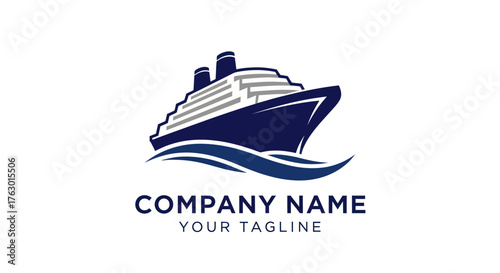 Luxury Cruise Ship Sailing on Blue Waves.