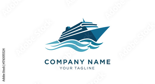 Elegant cruise ship logo design for travel and tourism company.