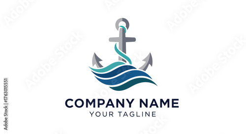 Anchor and Waves Logo Design for Maritime or Nautical Company.