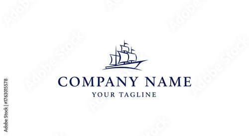 Elegant Sailing Ship Logo Design for Maritime Business.