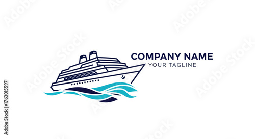 Cruise ship sailing on the ocean waves representing travel and tourism.