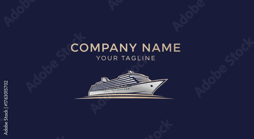 Elegant cruise ship logo design for travel agency and tourism industry.