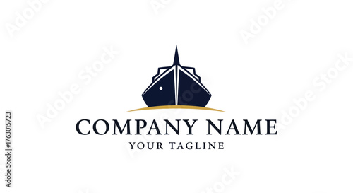 Elegant ship logo design for maritime company representing travel and transport.