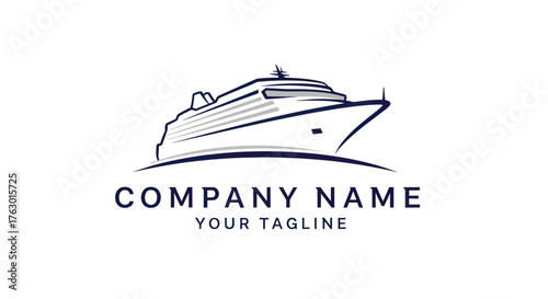 Cruise ship logo design for travel company with elegant style.