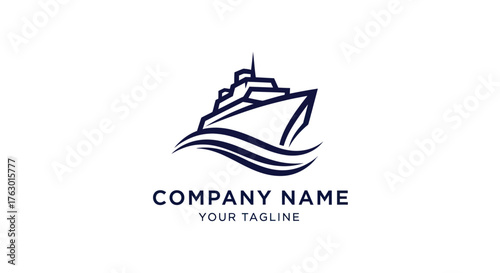 Elegant cruise ship logo design for travel and tourism company.