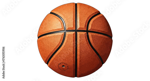 Orange Basketball with Black Seams and Textured Surface, Sports Equipment