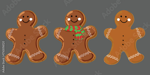 Chocolate Gingerbread Man Set – Cute Christmas Cookie Illustration