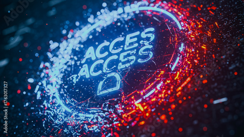 The illuminated 'Access' concept, glowing with neon lights, in a visual masterpiece that blends technology and data security.