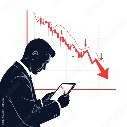 businessman seeing a decrease graph