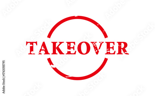 TAKEOVER - Red Rubber Stamp with text TAKEOVER
