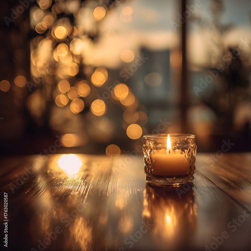 Soft Glow of Candlelight in Warm Cozy Atmosphere with Bokeh