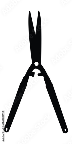 Black silhouette of garden shears or scissors tool.