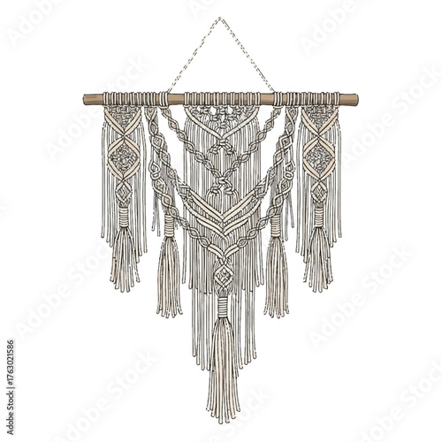 Bohemian Fiber Art: A captivating piece of bohemian fiber art, a harmonious blend of textures and patterns, designed to infuse a space with a touch of elegance and artistic flair.