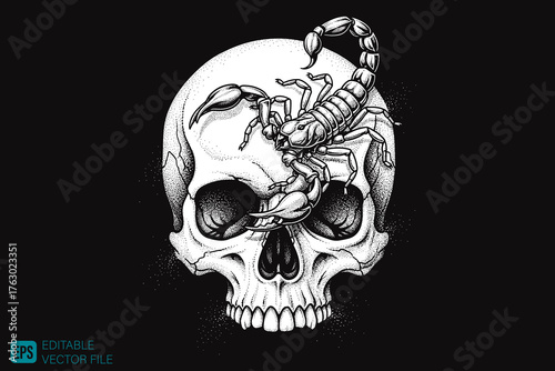Intricate Skull and Scorpion Tattoo Design.