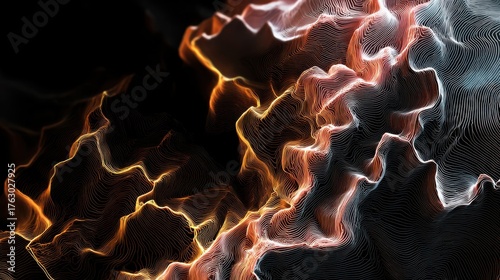 Topographic Contour Lines with Glowing Highlights