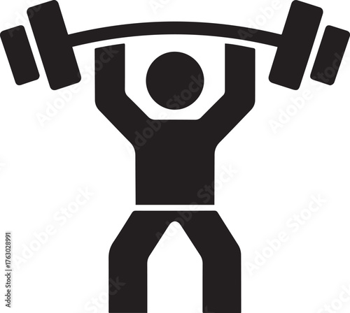 Weightlifter silhouette icon demonstrating strength and fitness training symbolizing athletic achievement and gym workout power lift isolated on transparent background