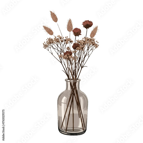 some dry plants in the transparant vase