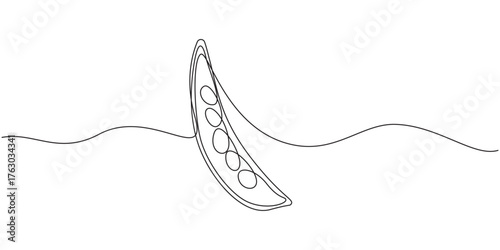 Green beans vegetable one line art vector illustration,1