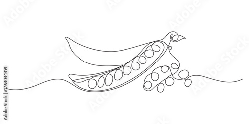 Green beans vegetable one line art vector illustration,1