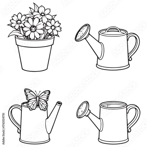 Hand-Drawn coloring page Outline Set for Kids