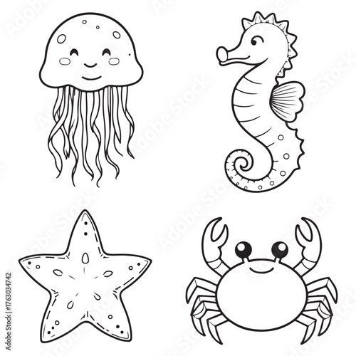 Hand-Drawn coloring page Outline Set for Kids