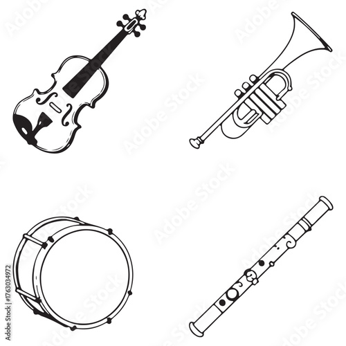 Hand-Drawn coloring page Outline Set for Kids