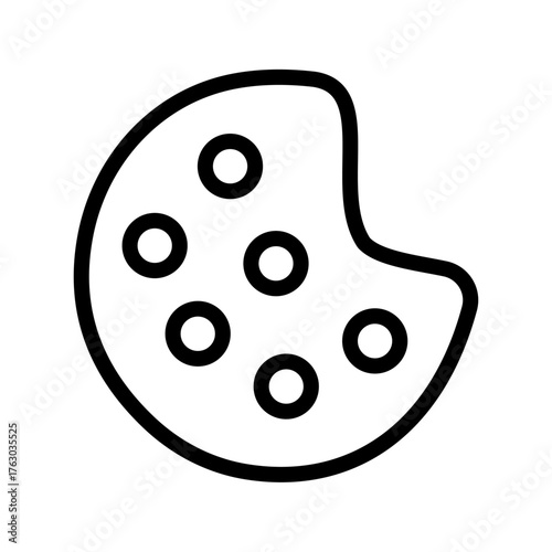 Chocolate Chip Cookie Line Icon — Bitten Biscuit, Snack & Dessert