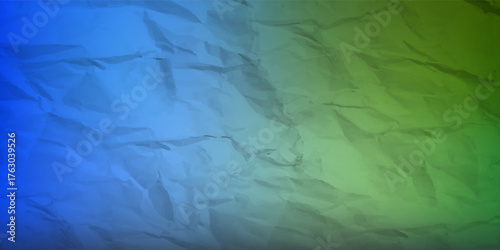 Abstract Blue and Green Gradient Crumpled Paper Texture Background for Design Projects