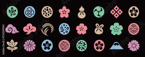 手書き風の日本モチーフのイラストセット