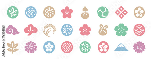 手書き風の日本モチーフのイラストセット