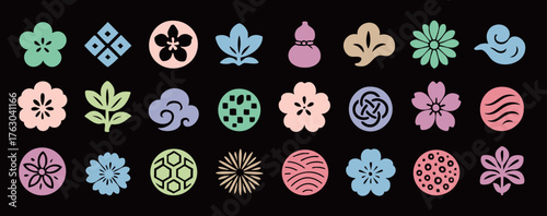 手書き風の日本モチーフのイラストセット