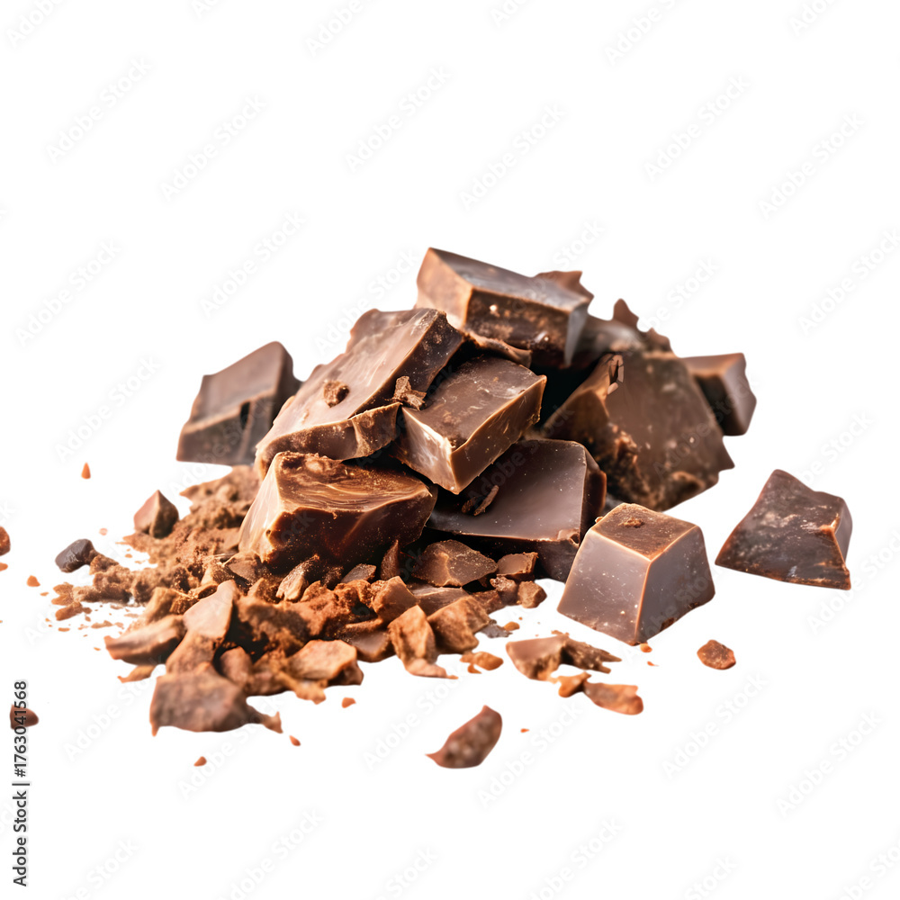 Fototapeta premium Chocolate chunks for baking kitchen food isolated on transparent background