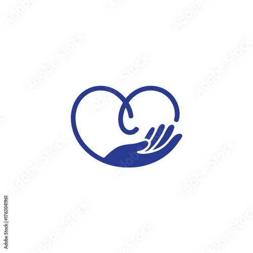 Elegant heart and hand symbol offering support and care, showcasing compassion and unity for community outreach or medical designs