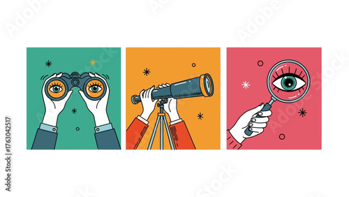 Visionary Thinking: Illustration of Discovery and Exploration