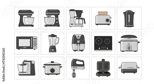 Collection of Kitchen Appliances and Food Preparation Devices