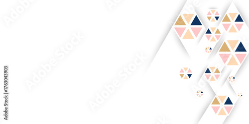 abstract white background with multiple color hexagon and line shadow design. Minimalist birthday card on white background with subtle confetti. Use for banner, pattern, wallpaper. vector illustration