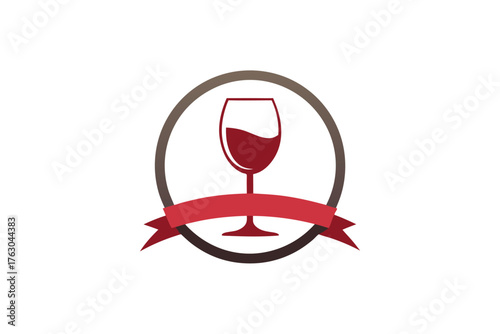 Minimalist wine glass with renaissance ribbon decoration
