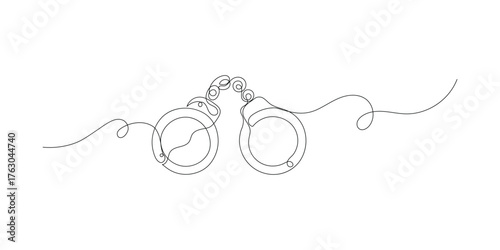 Continuous line drawing handcuffs minimalist design vector icon  illustration
