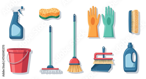 Cleaning supplies and equipment for a spotless home
