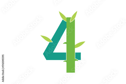 Number four with bamboo stalks decorative design