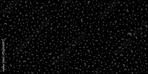 Dark Crescent Moon Seamless Pattern  Night Sky Background