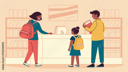 Family sending their children off to school together