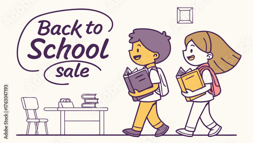Two smiling students carrying books for back to school sale