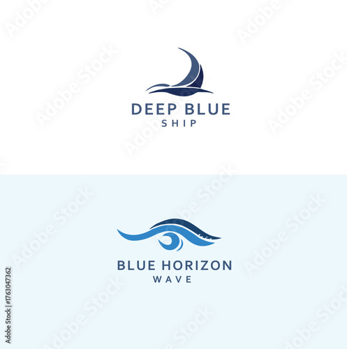 Ocean Wave and Bird Emblem — Modern Seaside Crest for Hotels, Yacht Clubs, and Travel Agencies