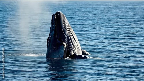 Majestic Humpback Whale Breaching the Ocean Surface in Stunning Display.