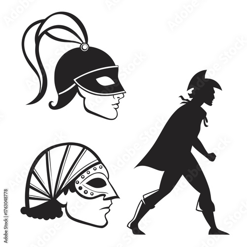 Superhero silhouette with mask and cape