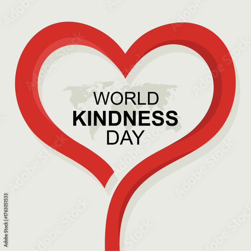 World Kindness Day 2025, World Kindness Day Typography with heart symbol and world map, November 13, Global Kindness Day, Kindness Awareness. great for posters, cards, banners and social media.