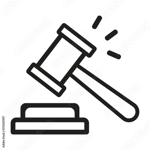 Symbol of justice and law court gavel and sounding block icon design